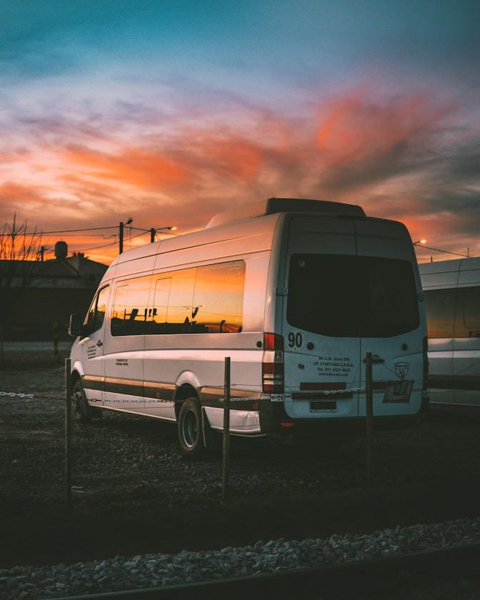 Travel moment - Van at sunset